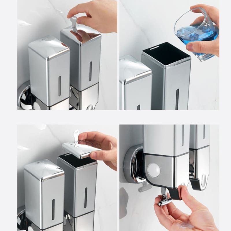 Dispenser de Sabonete, Shampoo e Condicionador em Aço Inox – Decora Lar