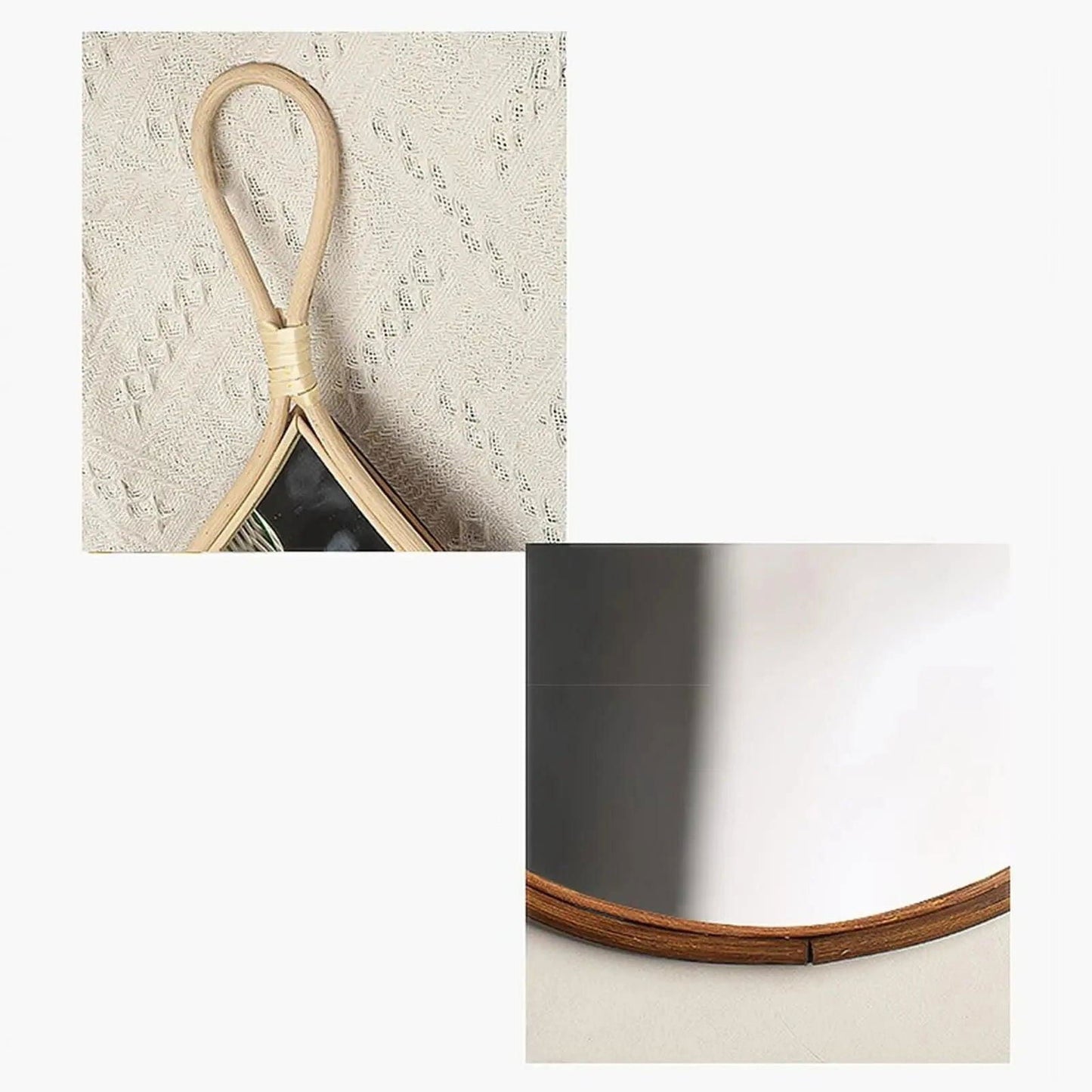 Espelho de Rattan Natural Feito à Mão Estilo Artesanal Decora Lar