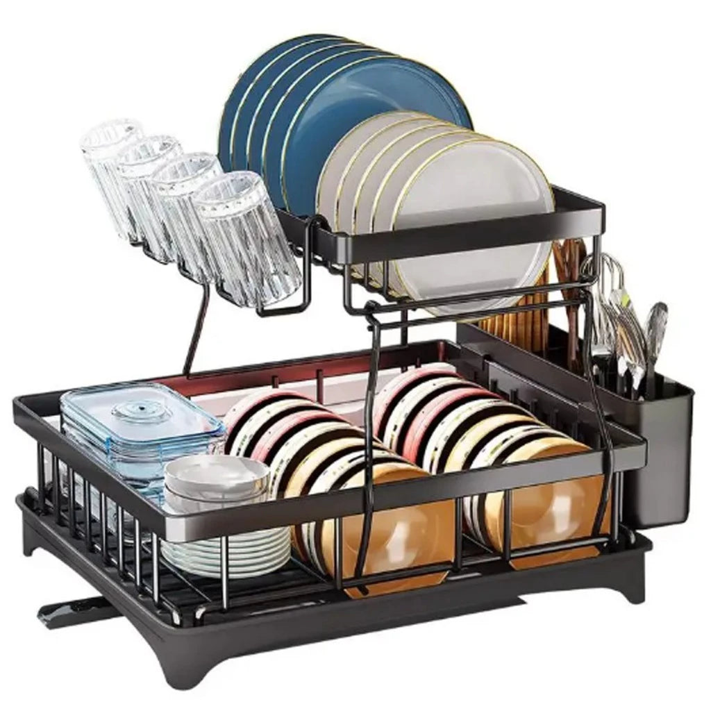 Escorredor de Louças Rack em Aço Carbono Organizador Preto Decora Lar