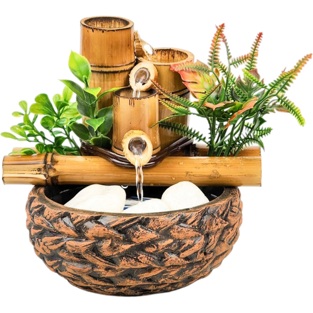 Fonte de Água Decorativa Chafariz Bambu Zen com Cascata Decora Lar
