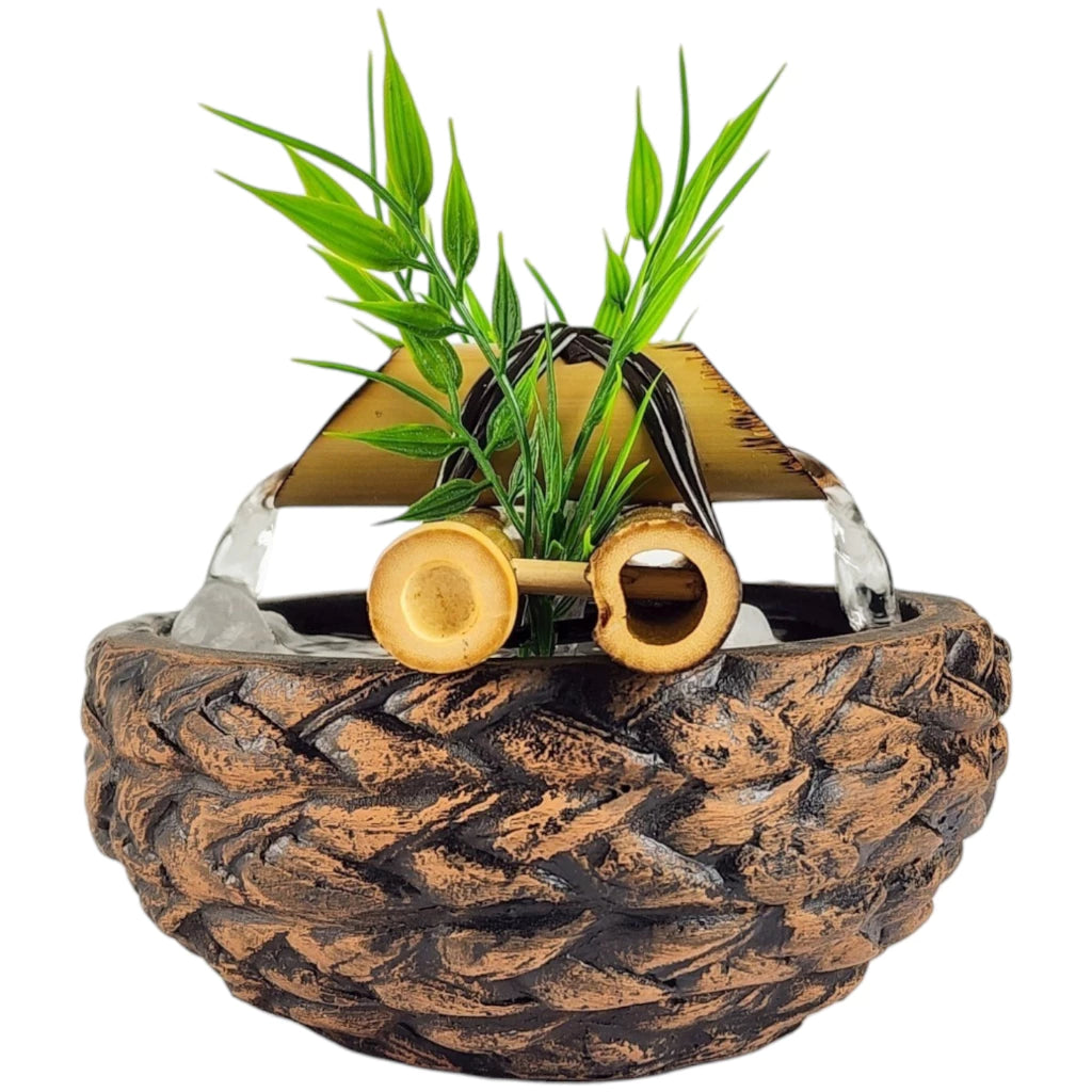 Fonte de Água Decorativa Chafariz Bambu Zen com Cascata Decora Lar