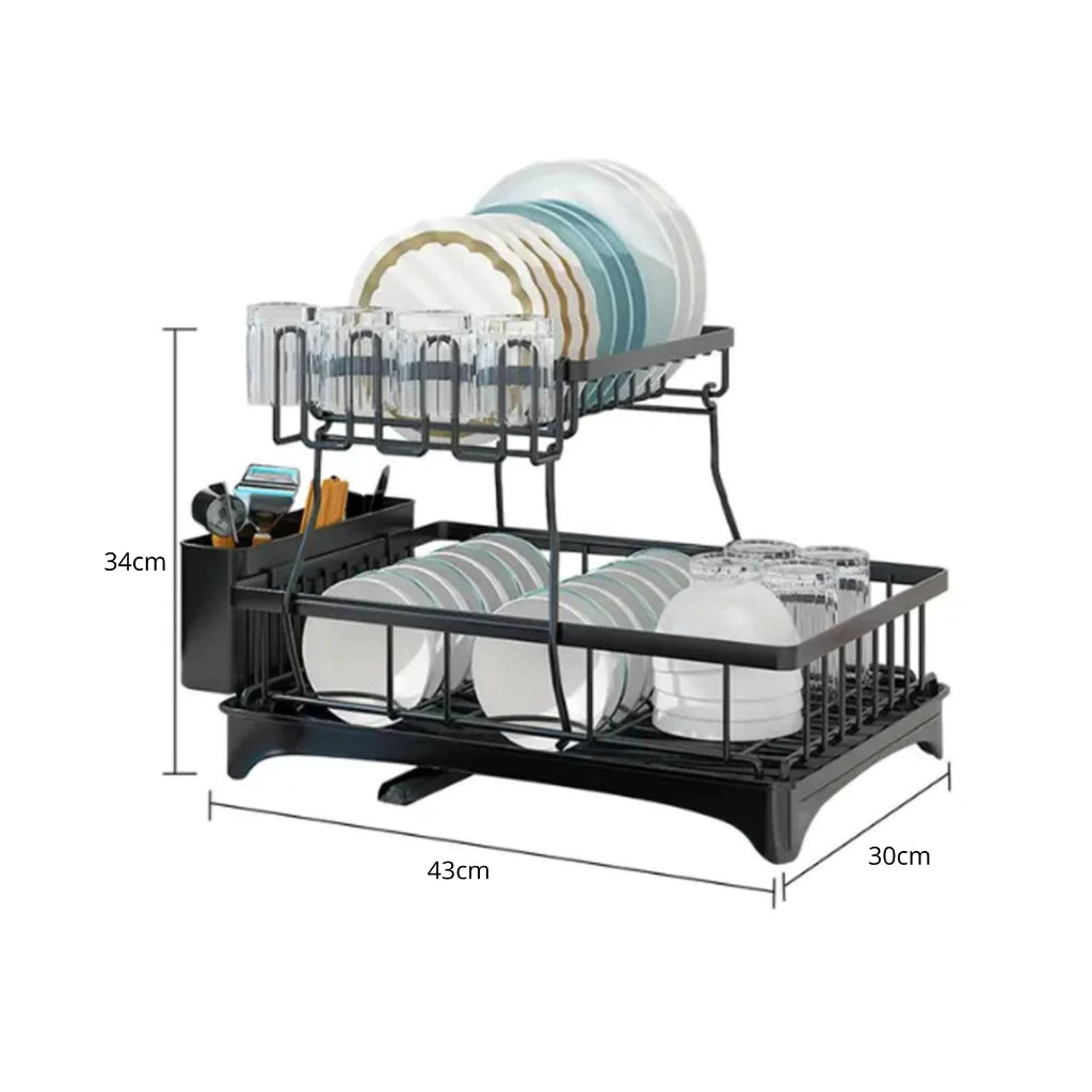 Escorredor de Louças Rack em Aço Carbono Organizador Preto Decora Lar
