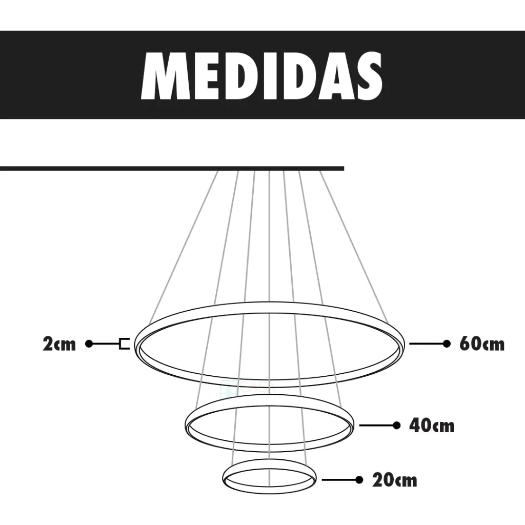 Lustre Escandinavo de Teto com 3 Cores e Iluminação LED 64W Decora Lar