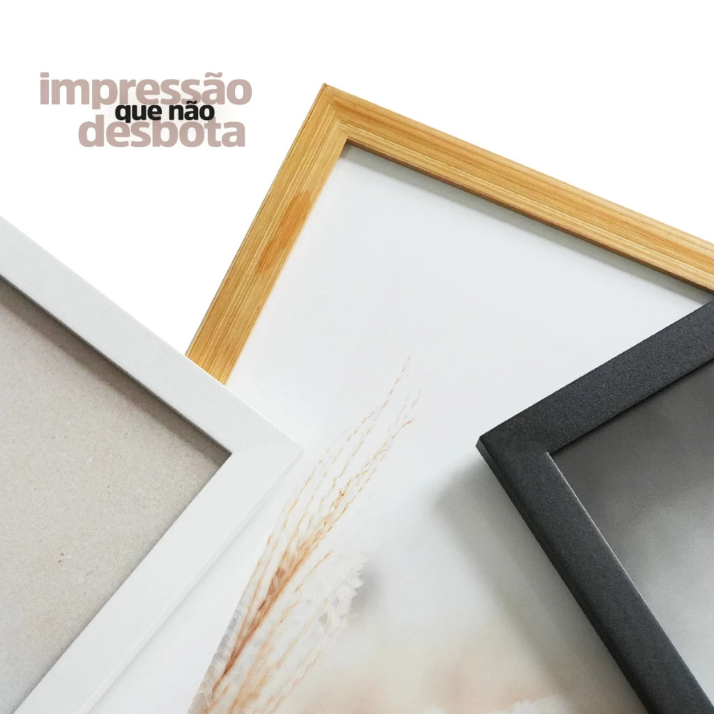 Kit 3 Quadros Decorativos Folhagem Dourada Gold para Sala Moderna Decora Lar