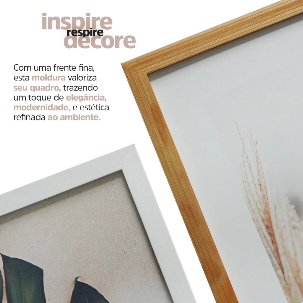 Kit 3 Quadros Decorativos Folhagem Dourada Gold para Sala Moderna Decora Lar
