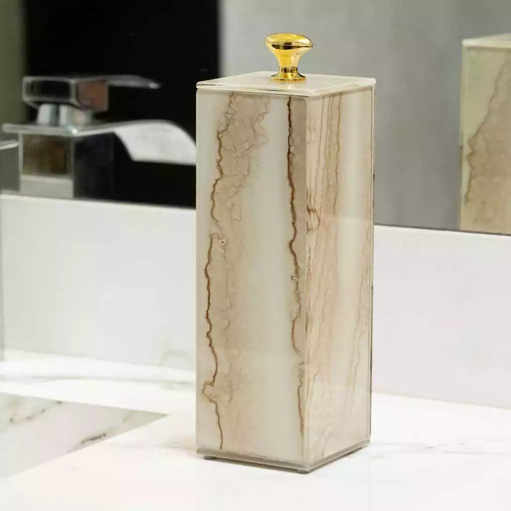 Porta Escova de Dente de Vidro Efeito Mármore – Design Elegante e Funcional Decora Lar