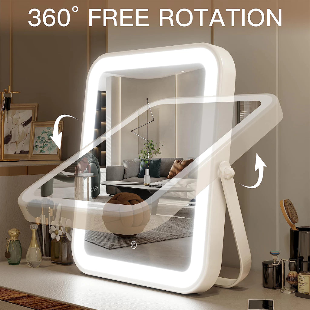 Espelho de Mesa para Maquiagem com LEDs e Tela Touch Decora Lar