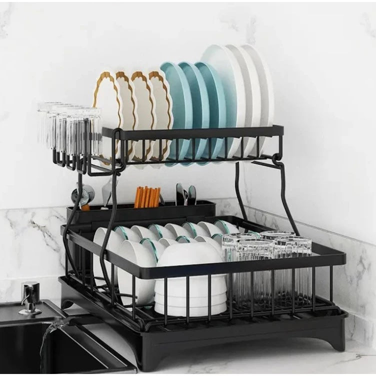 Escorredor de Louças Rack em Aço Carbono Organizador Preto Decora Lar