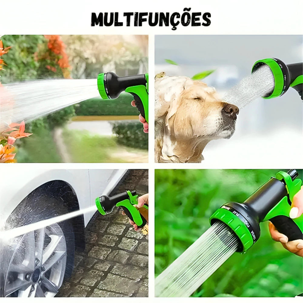 Super Mangueira Mágica Expansiva 25m Retrátil com Pistola 10 Jatos Decora Lar