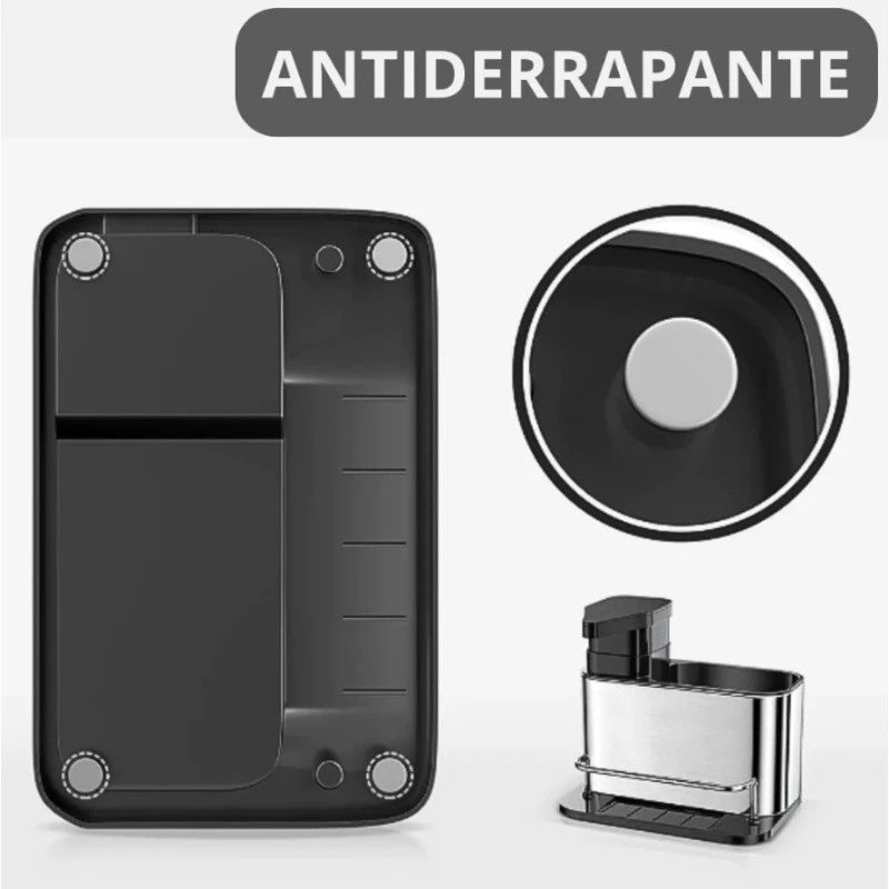 Organizador de Pia em Aço Inox – Suporte para Esponja e Dispenser de Detergente Decora Lar