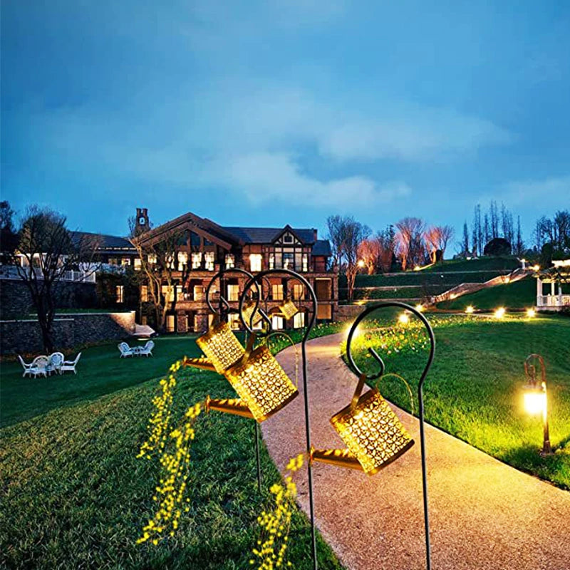 Luzes Solares de Piso e Jardim Estilo Chaleira à Prova de Chuva Decora Lar