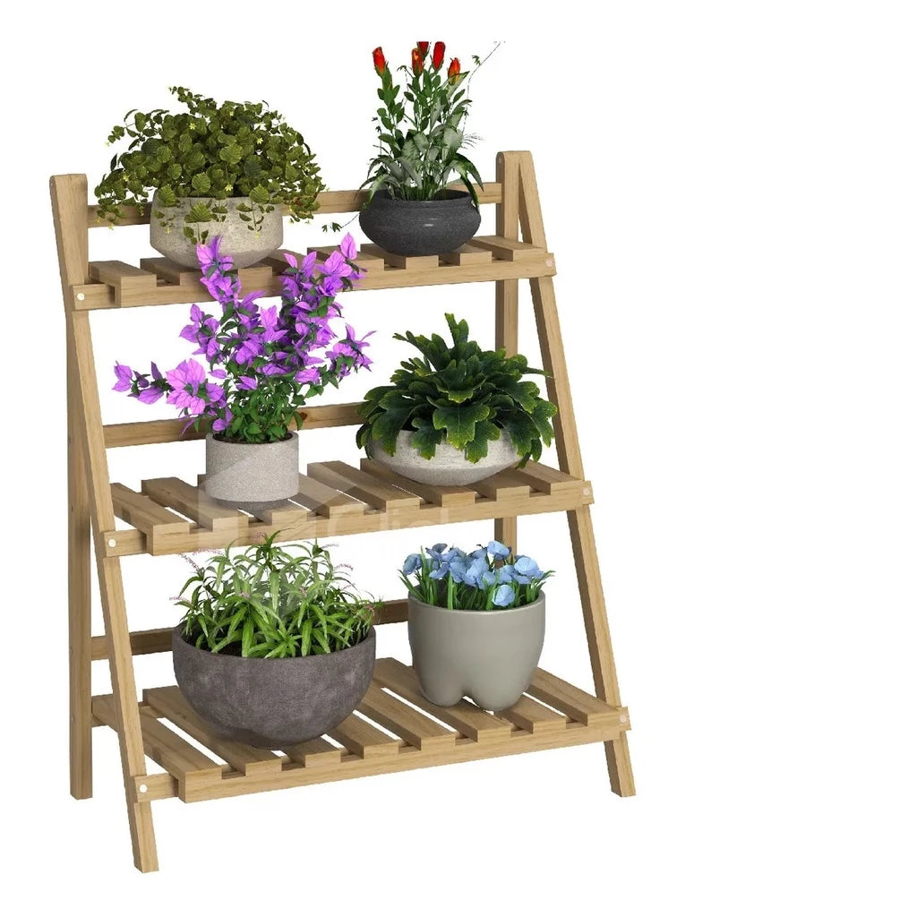 Suporte para Plantas Estante Jardim Vertical Floreira de Madeira com Prateleiras Decora Lar