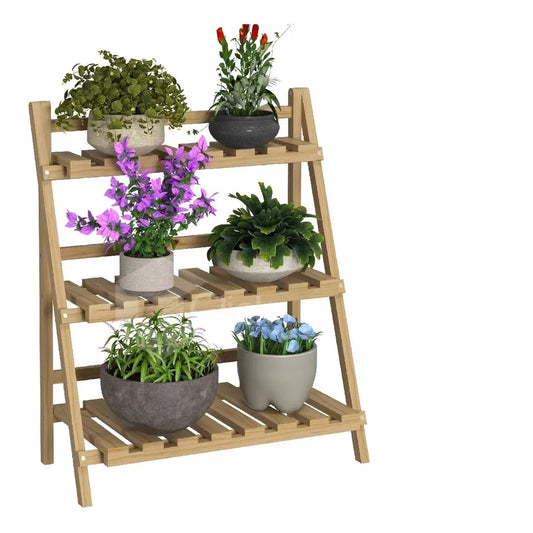 Suporte para Plantas Estante Jardim Vertical Floreira de Madeira com Prateleiras Decora Lar
