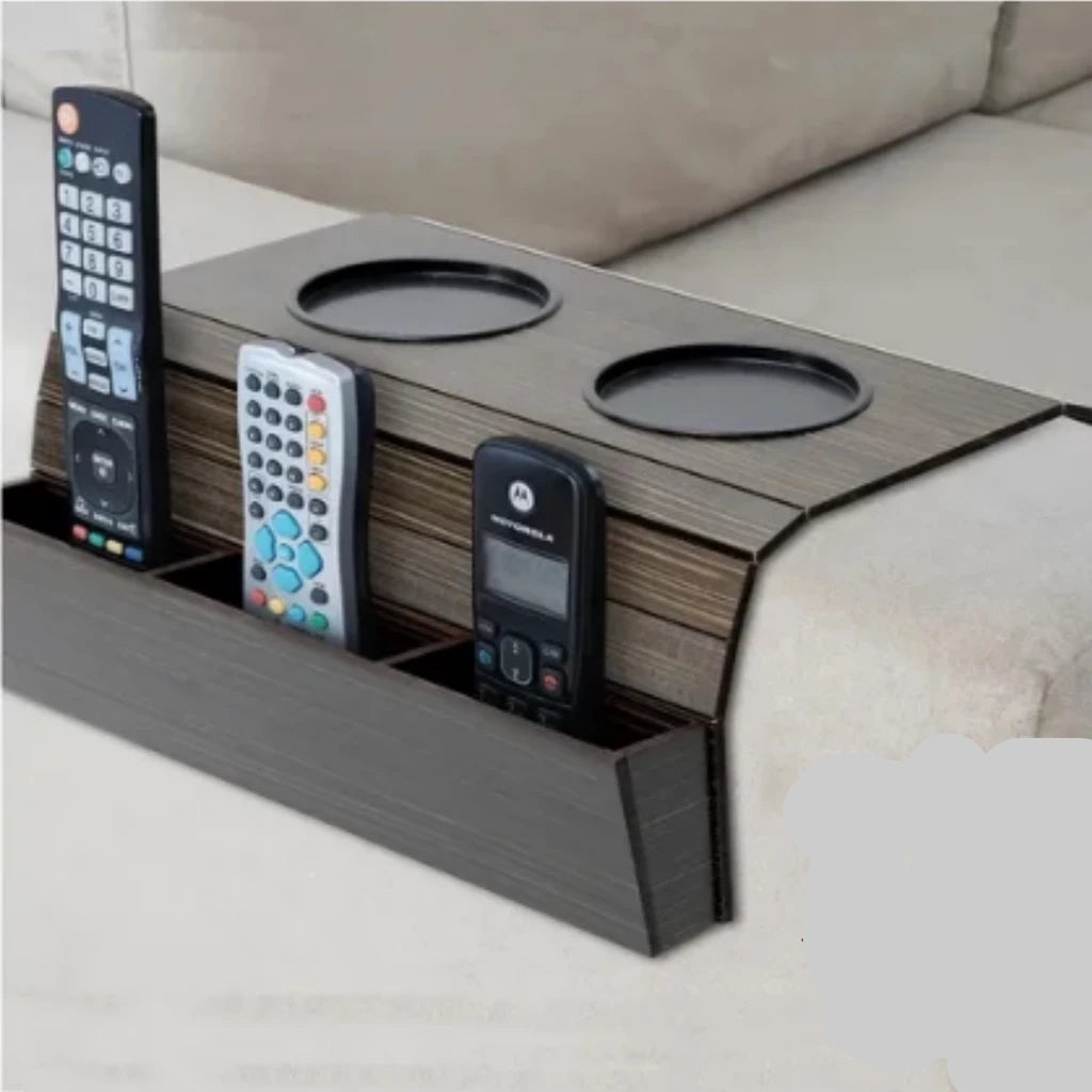 Suporte Porta-Controle Remoto em MDF para Sofá com Bandeja Decora Lar