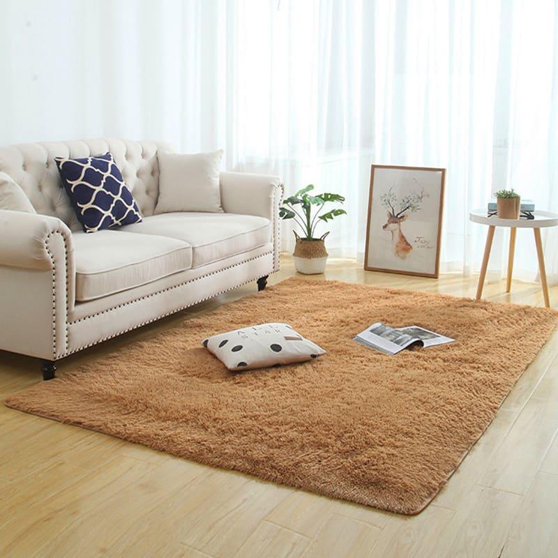 Tapete de Felpas Lisas e Macias com Base Antiderrapante Decora Lar