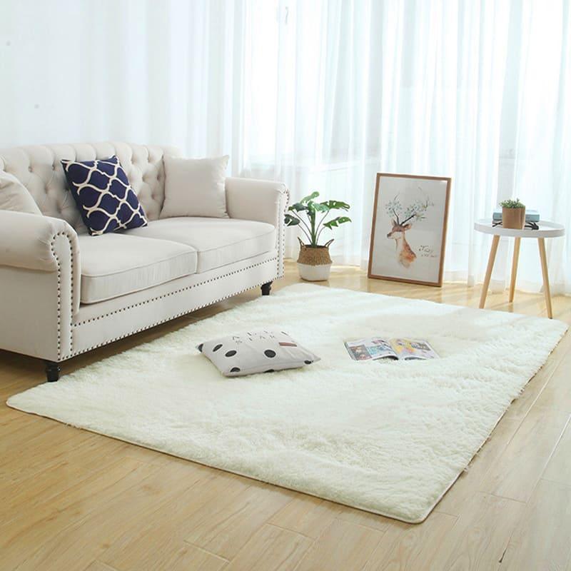 Tapete de Felpas Lisas e Macias com Base Antiderrapante Decora Lar