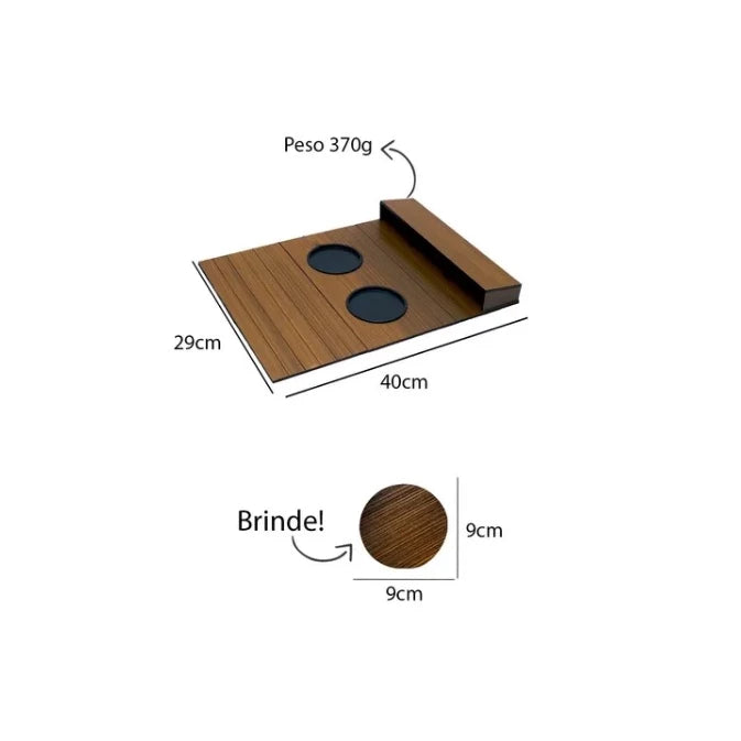 Suporte Porta-Controle Remoto em MDF para Sofá com Bandeja Decora Lar