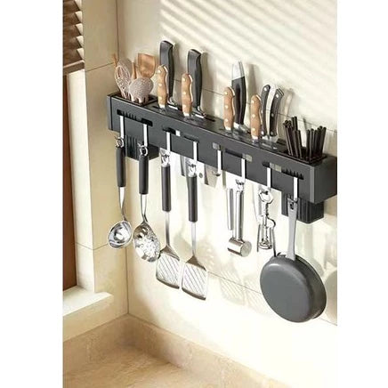 Suporte para Armazenamento de Facas, Ganchos e Talheres de Cozinha em Aço Inoxidável Decora Lar