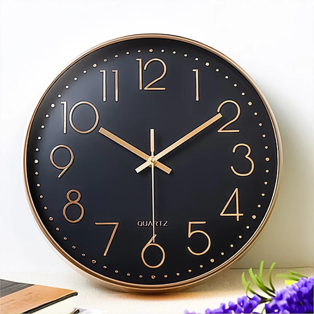 Relógio de Parede Silencioso Quartz Onyx Moderno Decorativo Decora Lar
