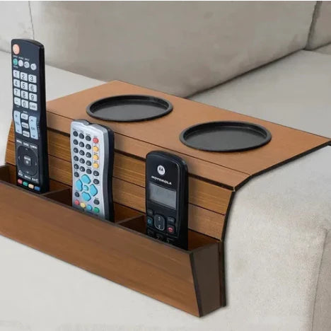 Suporte Porta-Controle Remoto em MDF para Sofá com Bandeja Decora Lar
