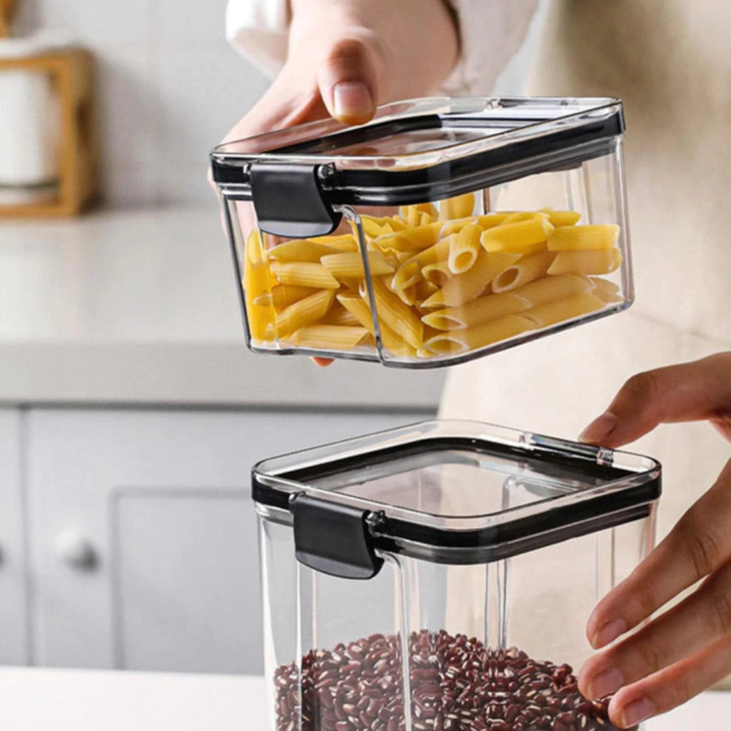 Conjunto 7 Potes Herméticos Empilháveis com Trava para Mantimentos e Alimentos Decora Lar