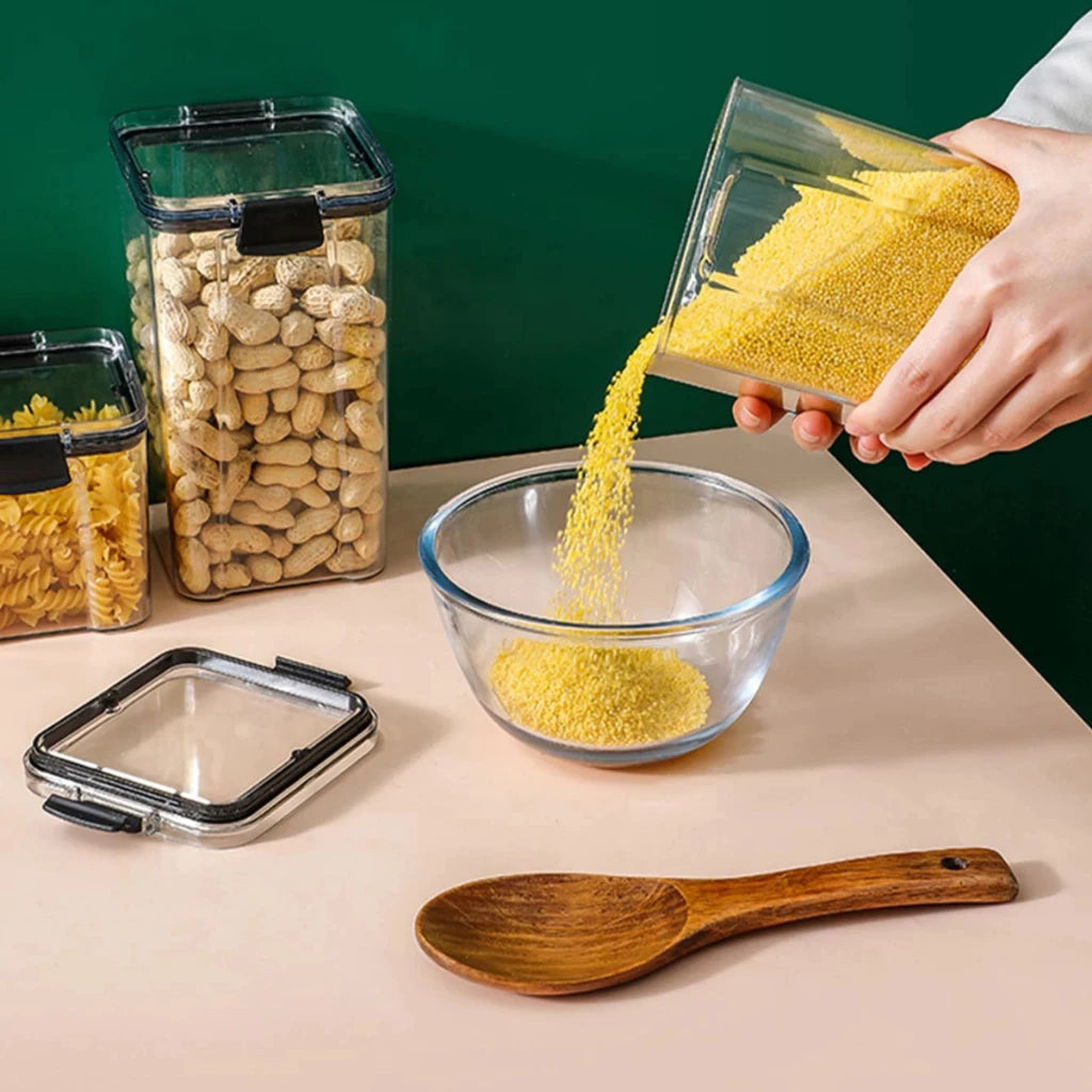 Conjunto 7 Potes Herméticos Empilháveis com Trava para Mantimentos e Alimentos Decora Lar