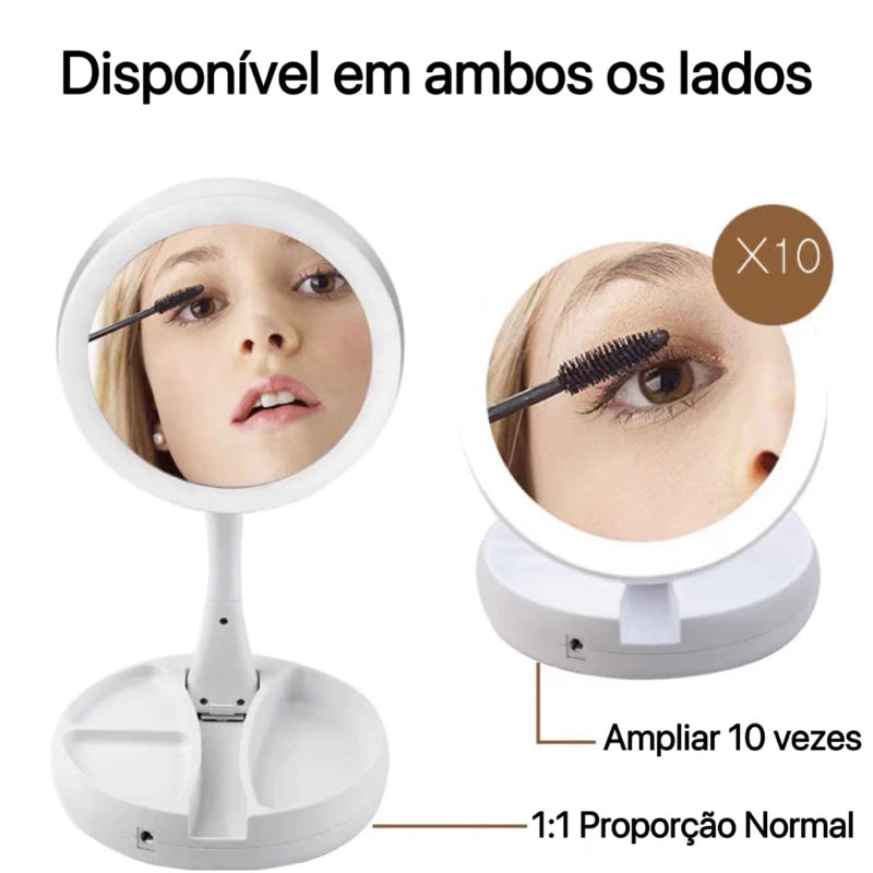 Espelho de Mesa para Maquiagem com  LEDs e Tela Touch Decora Lar