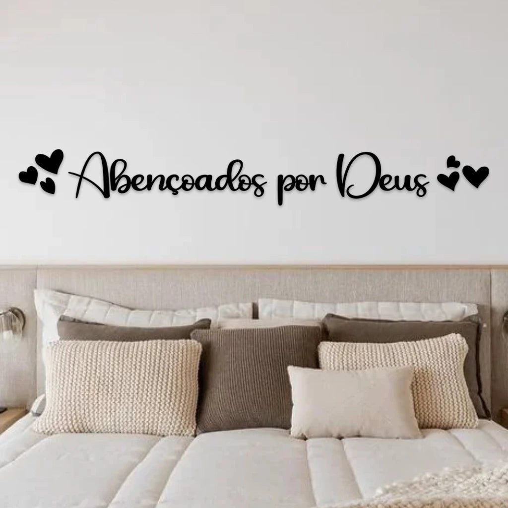 Quadro Decorativo Frase Abençoados por Deus em MDF  Decora Lar