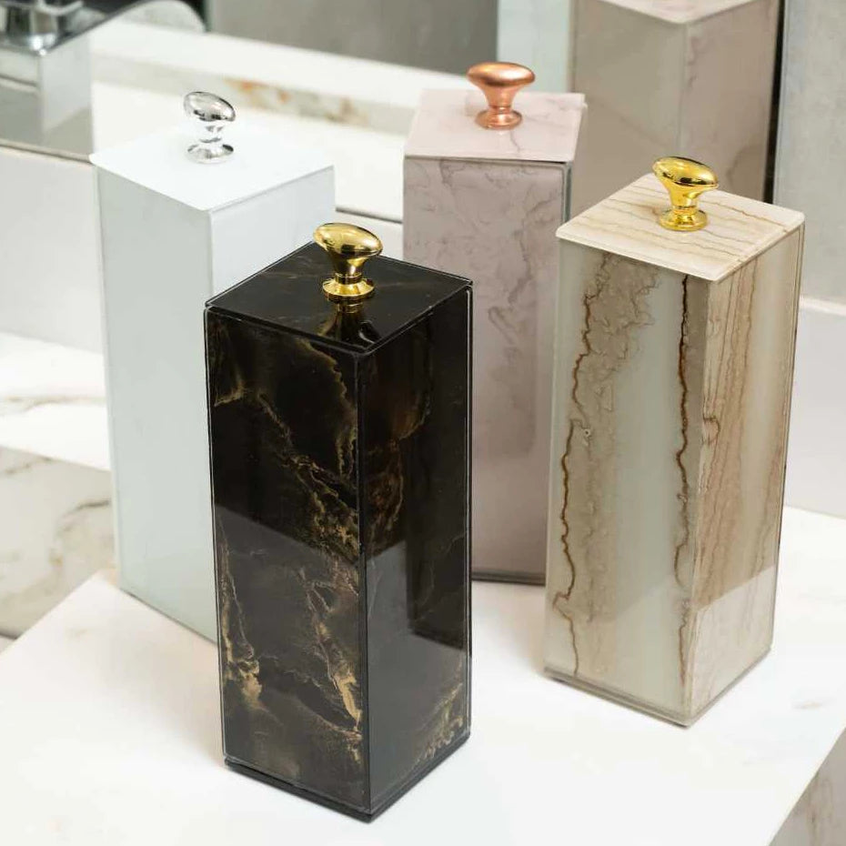 Porta Escova de Dente de Vidro Efeito Mármore – Design Elegante e Funcional Decora Lar