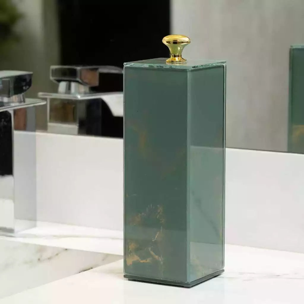 Porta Escova de Dente de Vidro Efeito Mármore – Design Elegante e Funcional Decora Lar