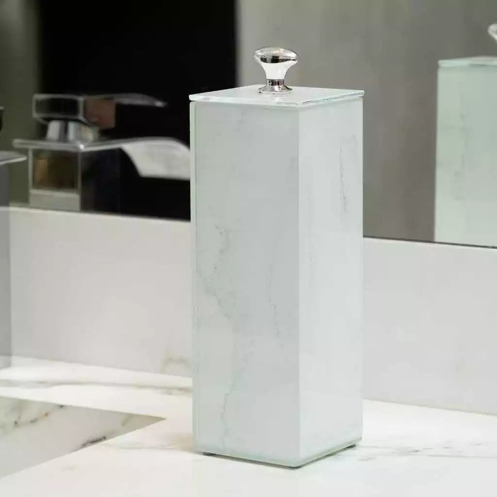 Porta Escova de Dente de Vidro Efeito Mármore – Design Elegante e Funcional Decora Lar