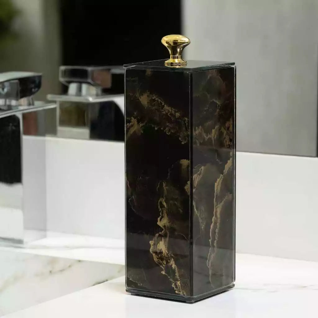 Porta Escova de Dente de Vidro Efeito Mármore – Design Elegante e Funcional Decora Lar