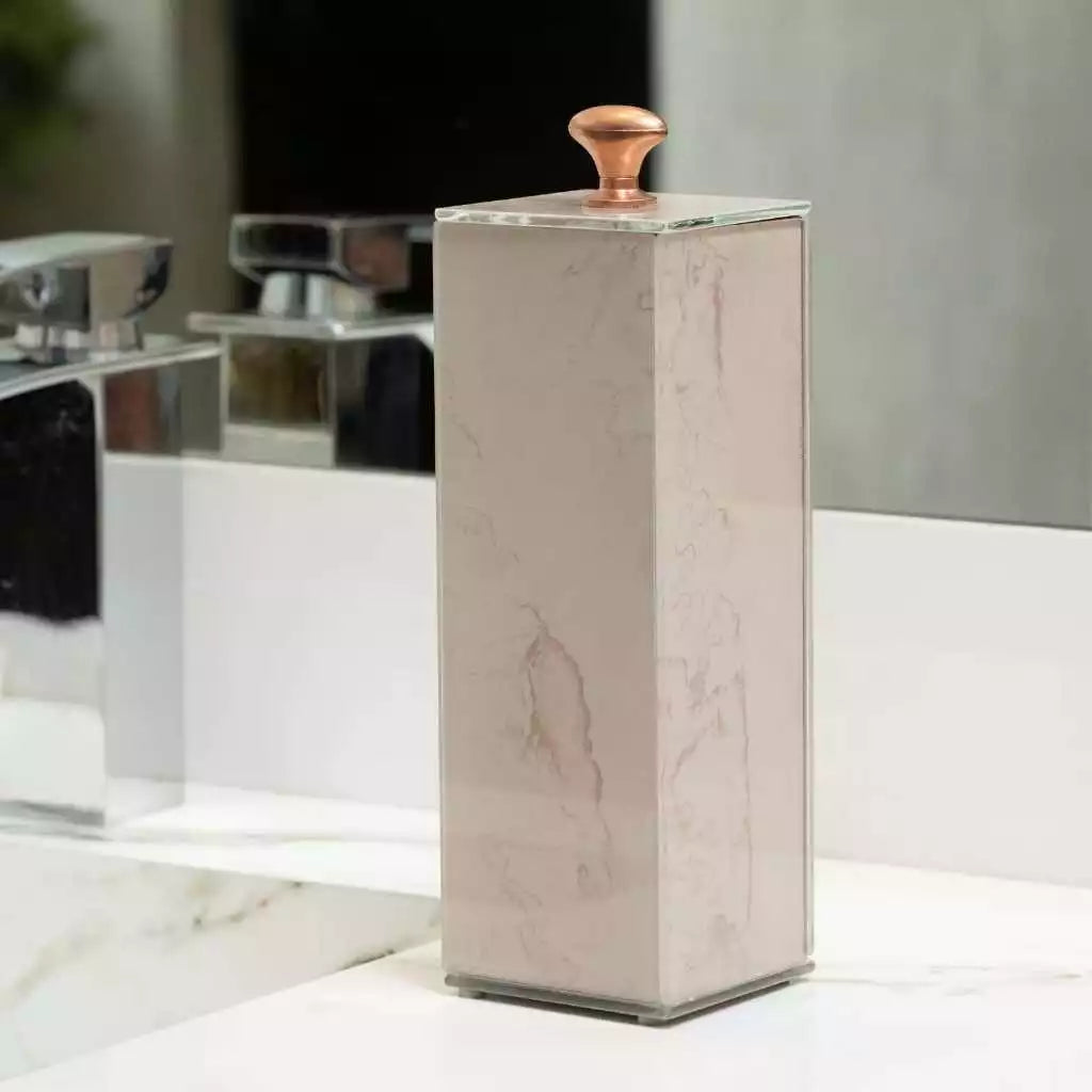 Porta Escova de Dente de Vidro Efeito Mármore – Design Elegante e Funcional Decora Lar