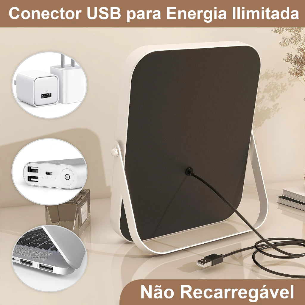 Espelho de Mesa para Maquiagem com  LEDs e Tela Touch Decora Lar