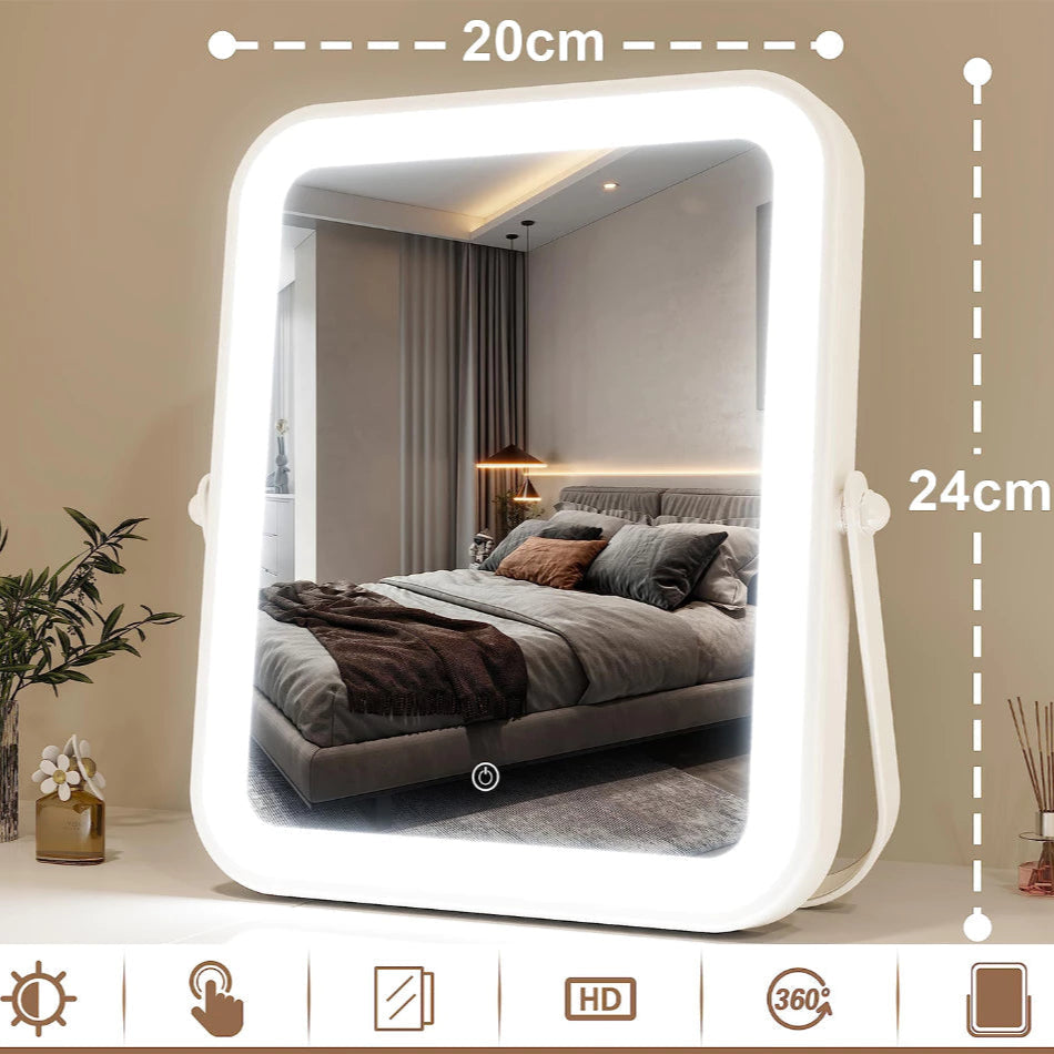 Espelho de Mesa para Maquiagem com  LEDs e Tela Touch Decora Lar