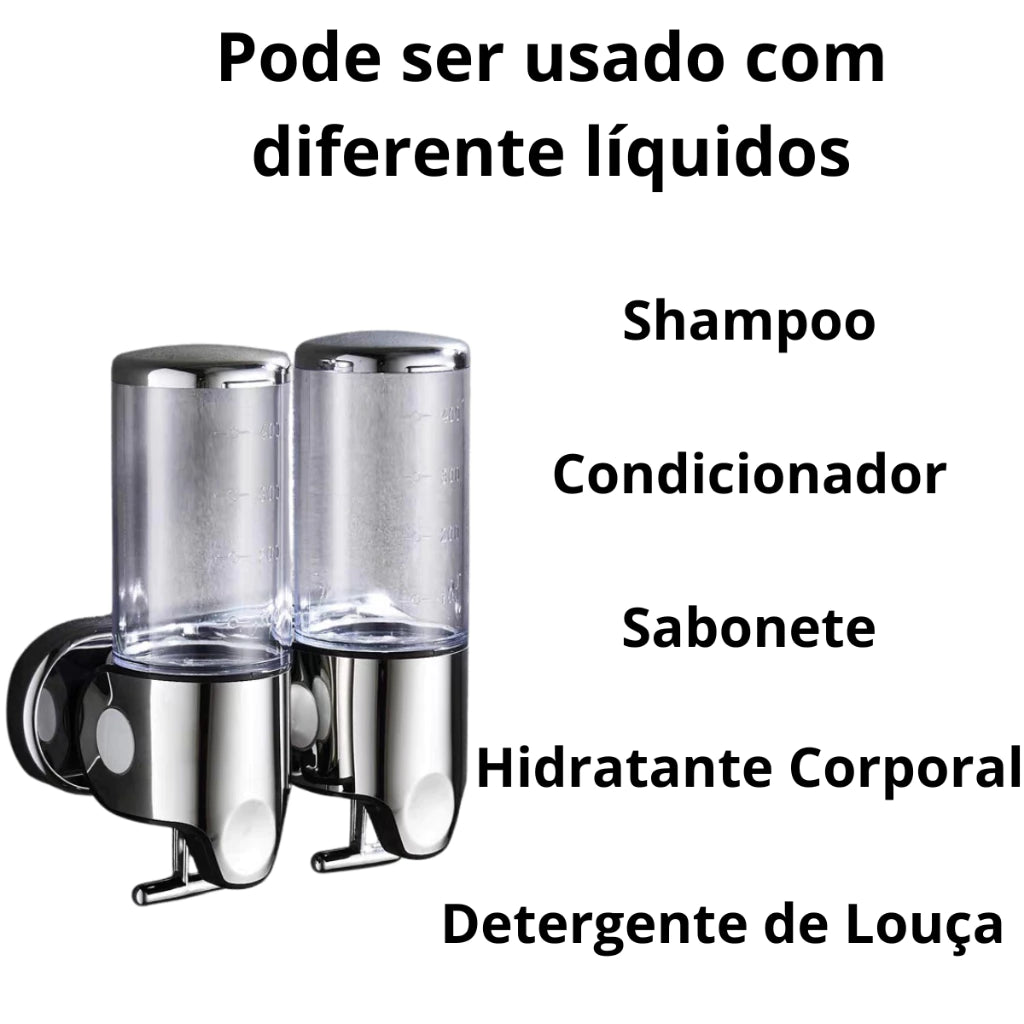 Dispenser em aço inoxidável  de Sabonete Líquido e Shampoo – Organização e Praticidade Decora Lar
