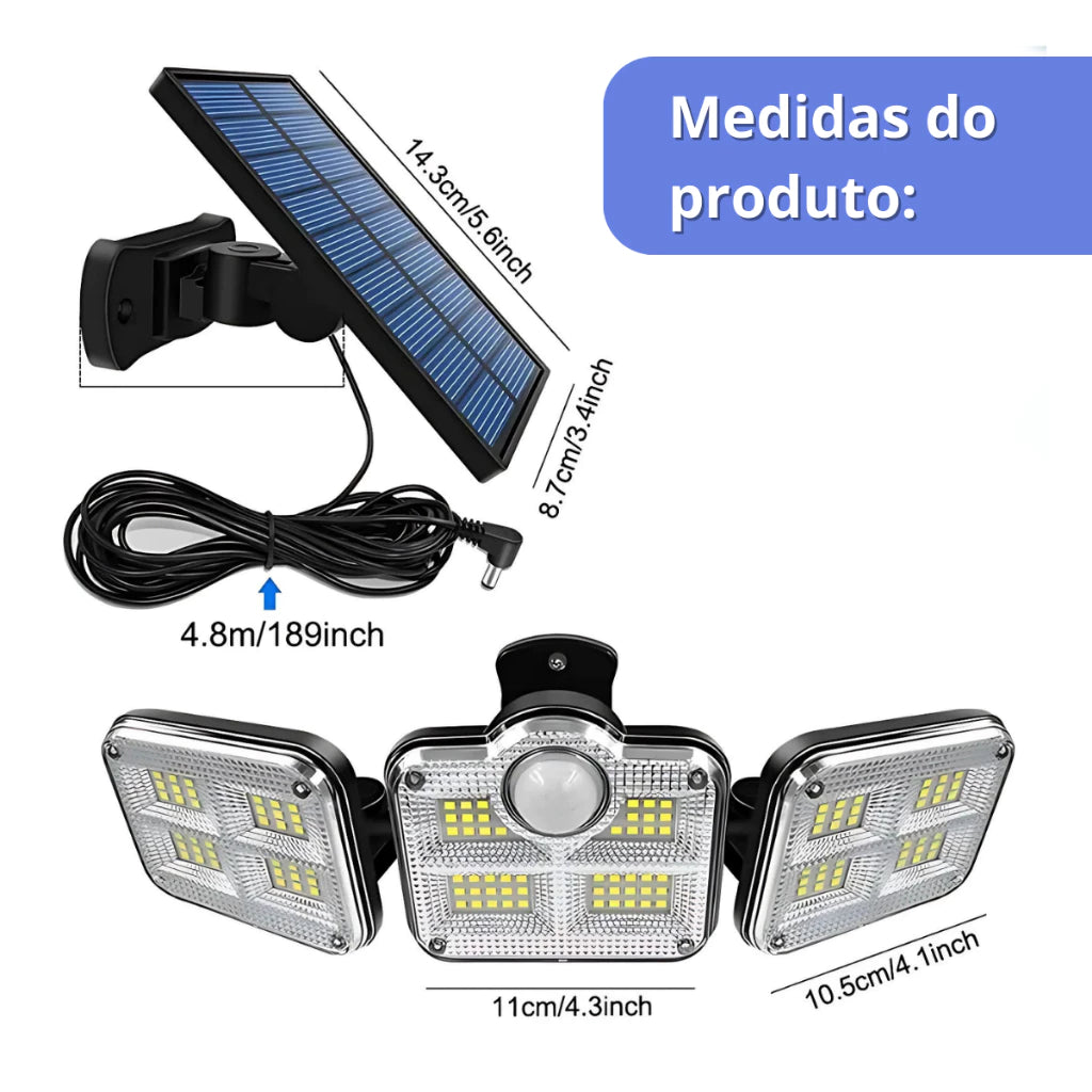 Refletor Solar LED com Sensor de Movimento e Controle Remoto Decora Lar