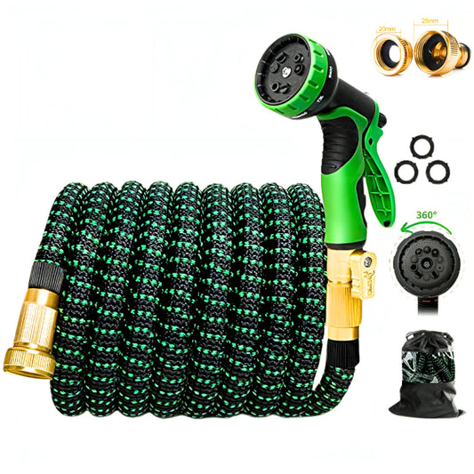 Super Mangueira Mágica Expansiva 25m Retrátil com Pistola 10 Jatos Decora Lar