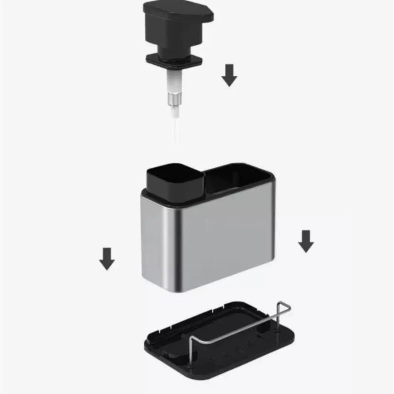 Organizador de Pia em Aço Inox – Suporte para Esponja e Dispenser de Detergente Decora Lar